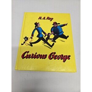 CURIOUS GEORGE by  H. A. REY HOUGHTON M. HARCOURT 1969 Hardcover tear back cover